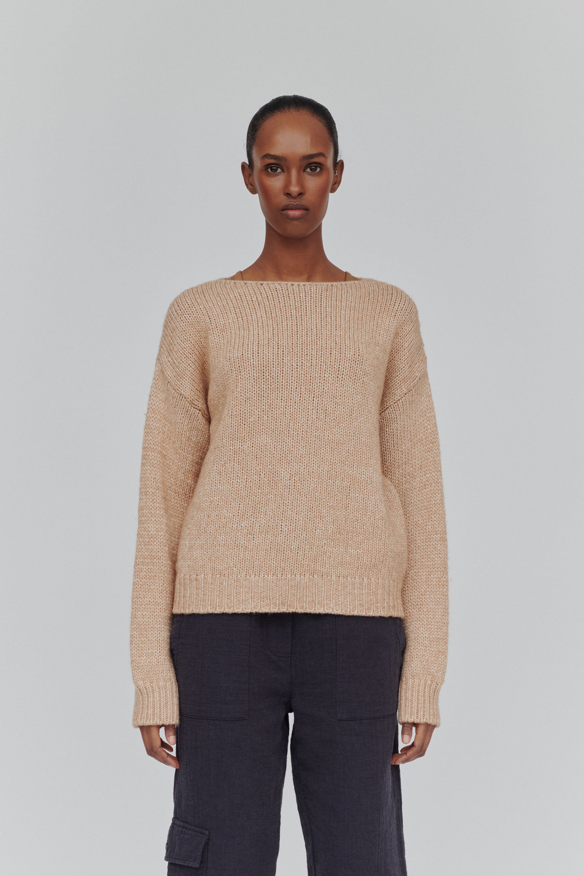 Basic Apparel Kerala Boat Neck Sweater Sweaters 473 Rugby Tan